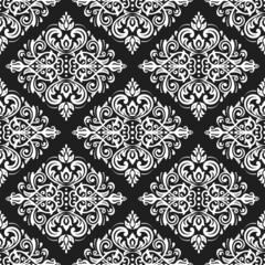 Orient vector classic dark pattern. Seamless abstract background with vintage white elements. Orient pattern. Ornament for wallpapers and packaging