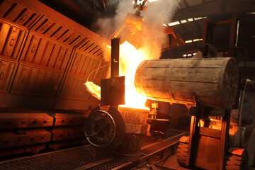 Fototapeta na wymiar Metal smelting in steel mills