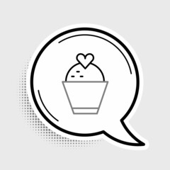 Line Wedding cake with heart icon isolated on grey background. Colorful outline concept. Vector