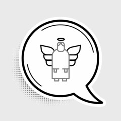 Line Christmas angel icon isolated on grey background. Colorful outline concept. Vector