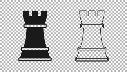 Black Chess icon isolated on transparent background. Business strategy. Game, management, finance. Vector