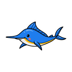 Naklejka premium Cute little marlin cartoon swimming
