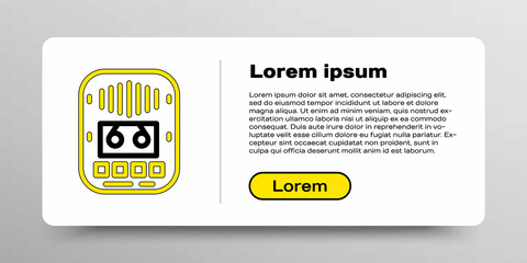 Fototapeta premium Line Cassette tape player icon isolated on white background. Vintage audio tape recorder. Colorful outline concept. Vector
