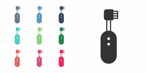 Fototapeta premium Black Electric toothbrush icon isolated on white background. Set icons colorful. Vector