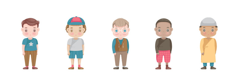 kids character of three to six year old group.