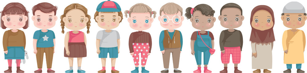 kids character of three to six year old group.