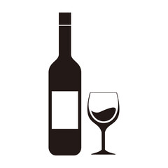 wine bottle glass icon vector on white background