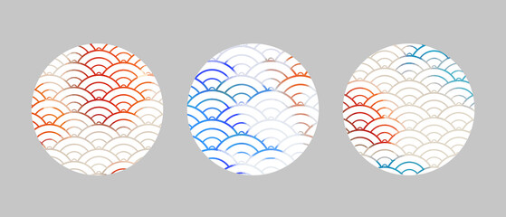 japanese pattern social media story highlights isolated covers vector set