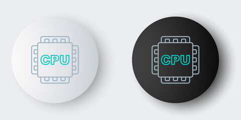 Line Computer processor with microcircuits CPU icon isolated on grey background. Chip or cpu with circuit board. Micro processor. Colorful outline concept. Vector