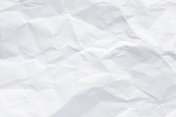 White crumpled paper texture background.