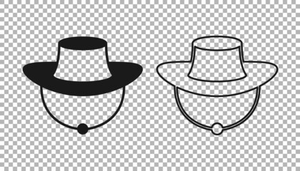 Black Fisherman hat icon isolated on transparent background. Vector