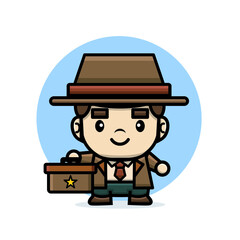 cute detective holding a box