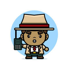 detective holding a walkie talkie