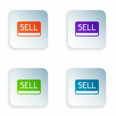 Color Sell button icon isolated on white background. Financial and stock investment market concept. Set colorful icons in square buttons. Vector