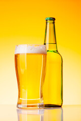 Beer bottle and glass