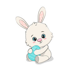 cute cartoon easter bunny with egg