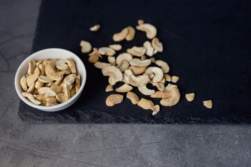 cashew in ceramic bowl.