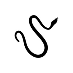 Black silhouettes of snakes crawling on a white background. Serpent crawling. Flat vector graphic illustration. Simple silhouette illustration.