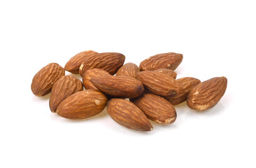 Almonds seeds on white background