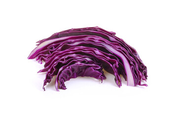 Cut red cabbage on white background
