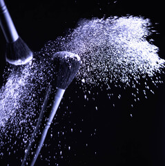 brush in a bucket, cosmetic dust on the brush