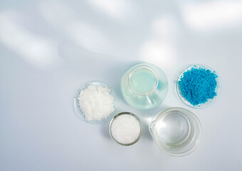 Potassium chloride and Copper(II) sulfate in chemical watch glass place next to Microcrystalline...