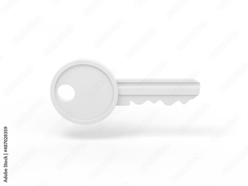 Poster white mono color key on white solid background. minimalistic design object. 3d rendering icon ui ux 