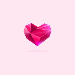 Heart. Polygonal geometric symbol. Origami style.