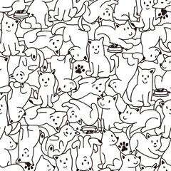 Seamless pattern with cute dog illustrations,