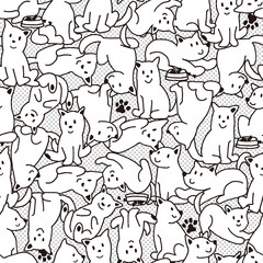 Obraz premium Seamless pattern with cute dog illustrations,