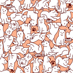Seamless pattern with cute dog illustrations,