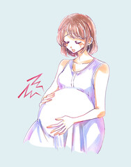 苦しそうな妊婦さん