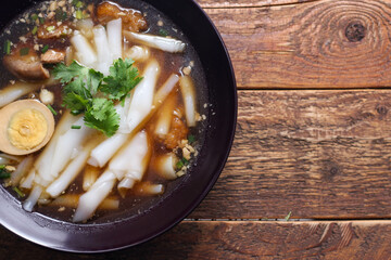 boiled Chinese pasta square, Rolled Rice Noodles or Noodle and Kuayjub Shop. what we call in thai  