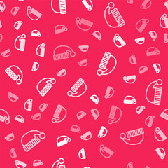 White line Sleeping hat icon isolated seamless pattern on red background. Cap for sleep. Vector