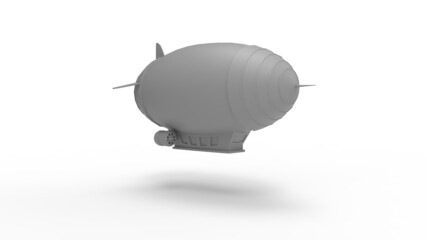 3D rendering of a floating zeppelin blimp flying balloon aircraft vehicle isolated on empty space background. © Sepia100