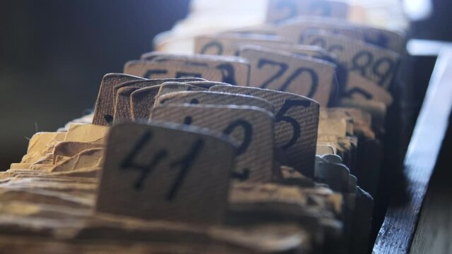 An old card catalogue in closeup