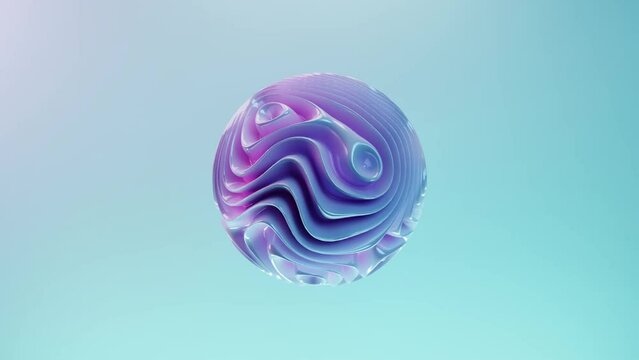 Abstract liquid sphere with organic waves animation. 3d render CGI animation. 
