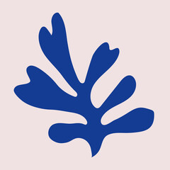 Abstract seaweed silhouette cut out. Flat vector illustration of organic plant in collage technique isolated. Inspired by Henri Matisse.