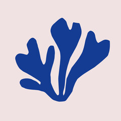 Abstract seaweed silhouette cut out. Flat vector illustration of organic plant in collage technique isolated. Inspired by Henri Matisse.