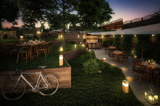 Project of Garden Pub & Restaurant - 3d Visualization
