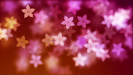 Abstract Sweet Floral Red Orange Shiny Blurry Focus Transparent Five Star Petals Flower Shapes Bokeh Lights Background