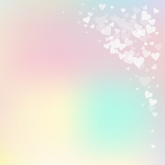 Fototapeta na wymiar White heart love confettis. Valentine's day corner