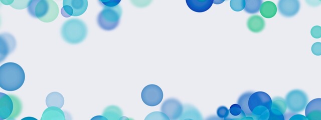 Blue and green Soft pop design with overlapping pastel circles on the white background, circular overlays graphic, blurred backward elements, bubbles, copy space for text