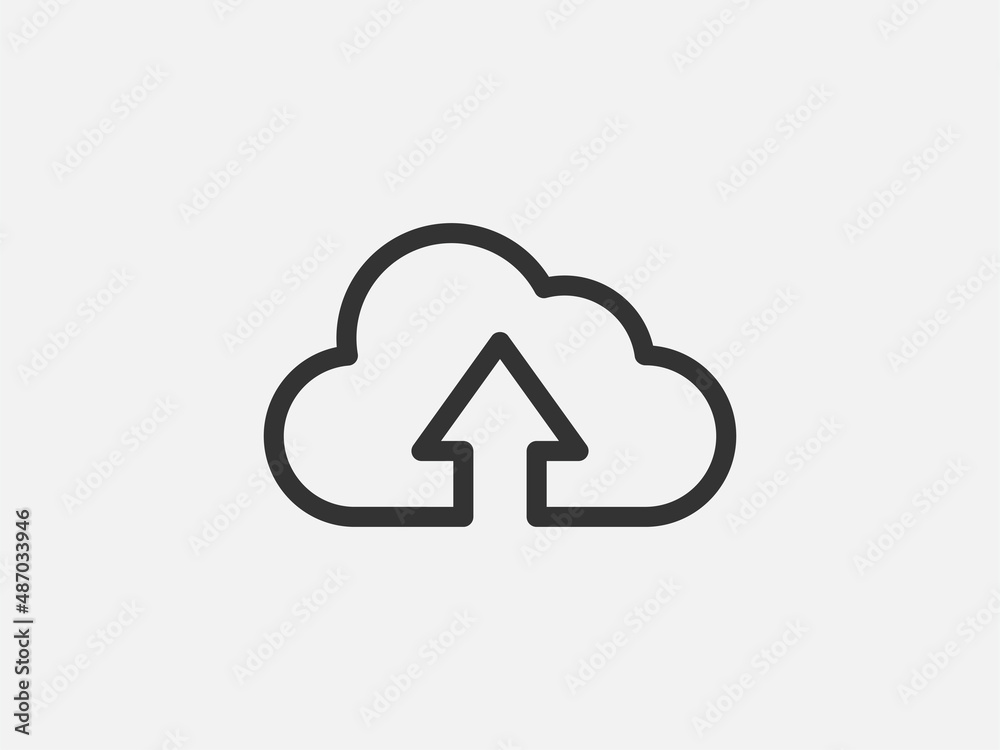 Poster technology icon vector cloud computing connection. big data global server. line design symbol.