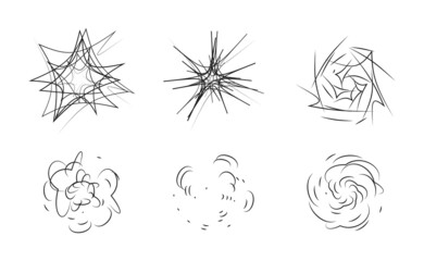 Obraz premium Swirl design elements. Abstract curve cartoon graphic design. Set of twist circular vortex