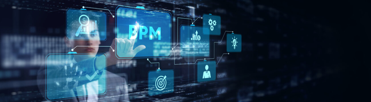 BPM Business process management system technology concept.