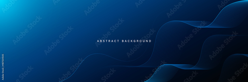 Canvas Prints abstract modern blue gradient background with glowing flow wavy lines. futuristic technology concept