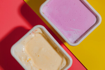 Ice cream balls with spoon