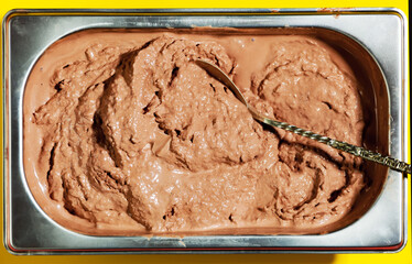 Ice cream scoop in a spoon 