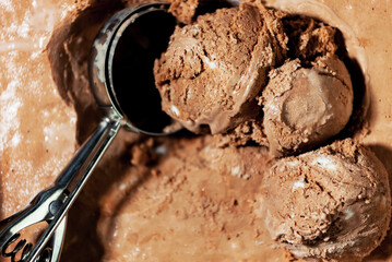 Ice cream scoop in a spoon 